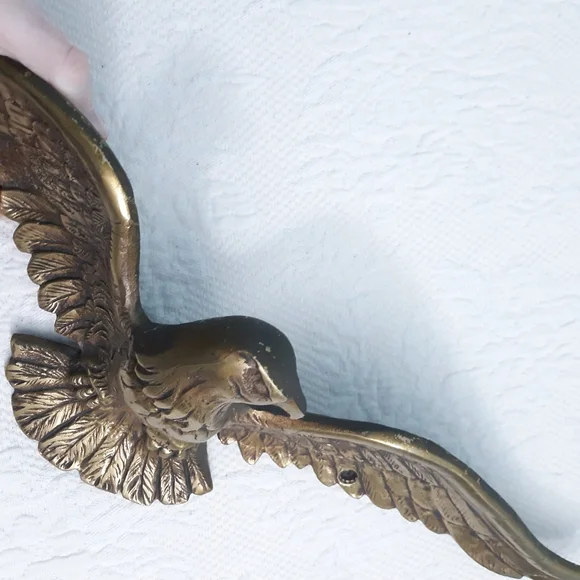 Large 4LB Brass Bald Eagle Wall Door House Plaque Gold Hanging America Patriotic - Picture 11 of 15